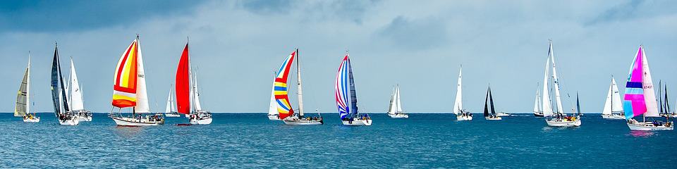 sailboats blue water sunny day